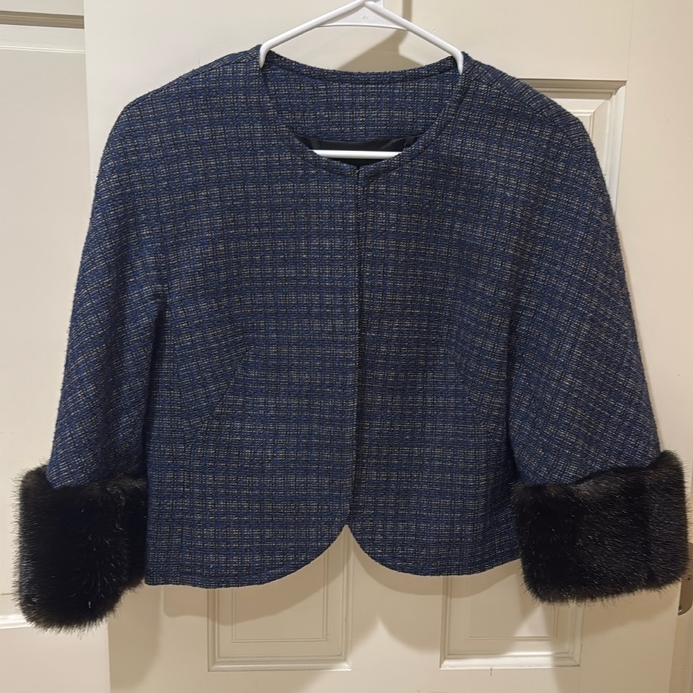 Trina Turk cropped fur cuff jacket